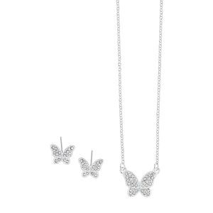 Avon Pavé Butterfly Cubic Zirconia Mini Pendant and Mini Stud Earrings Set